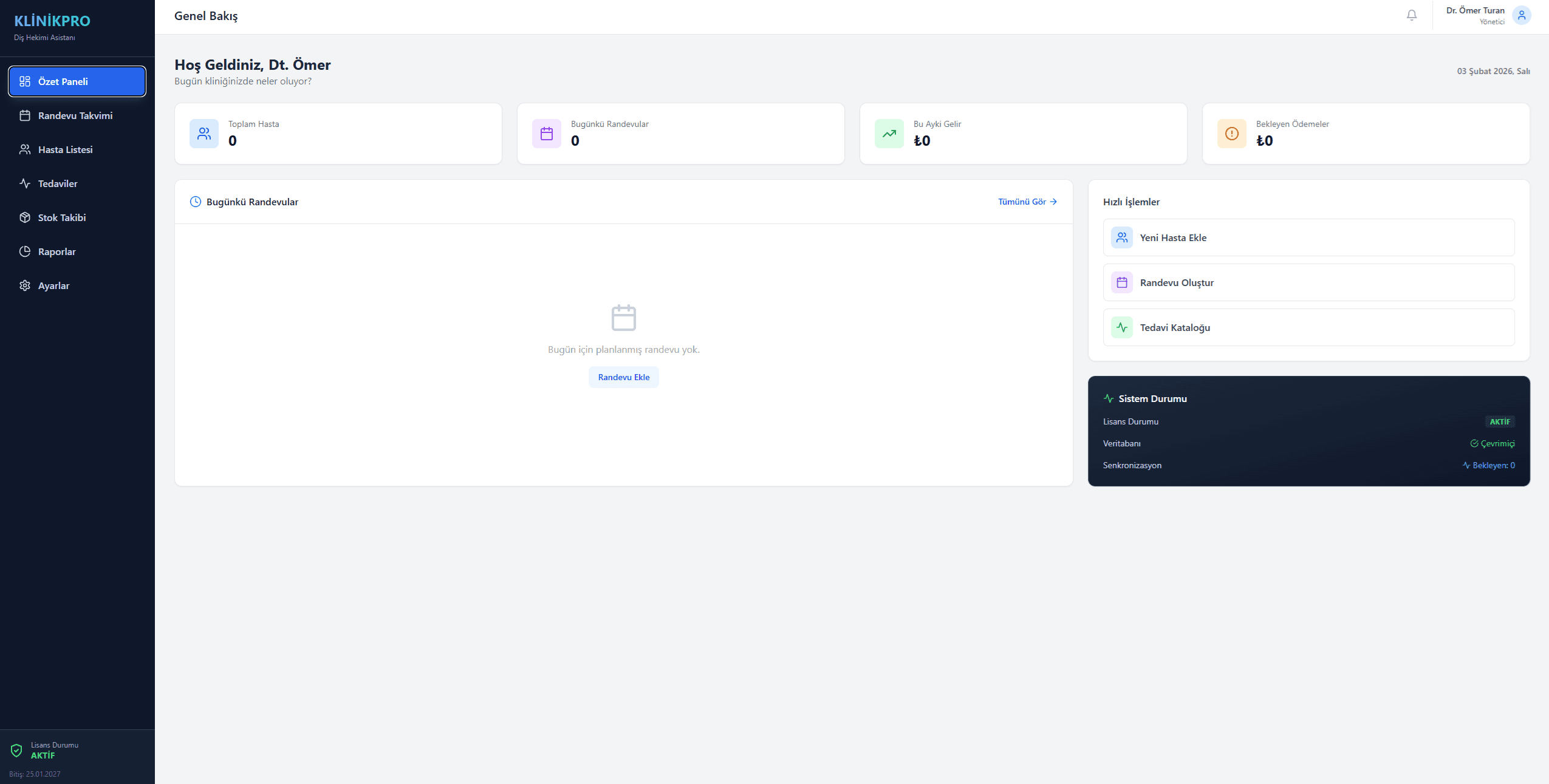 KlinikPro - Yeni Nesil Diş Kliniği Yönetim Sistemi